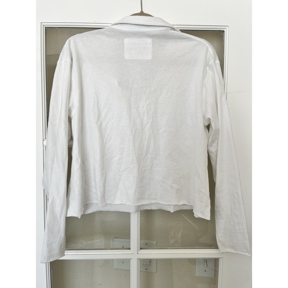 Frank & Eileen Patrick Henley Collared Cotton Popover Long Sleeve Tee White S - Picture 6 of 6